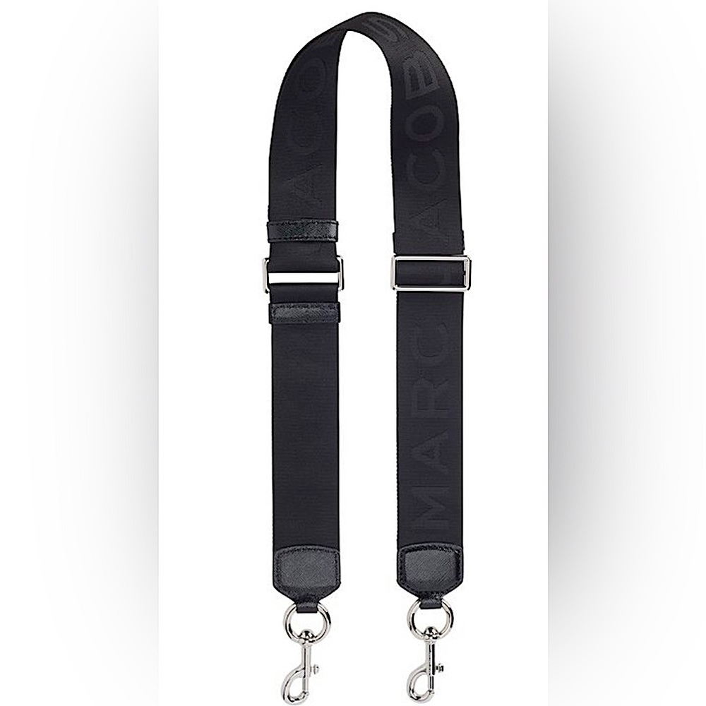Marc Jacobs Logo ‘Guitar’ Crossbody Strap- Black w/ Silver Hardware